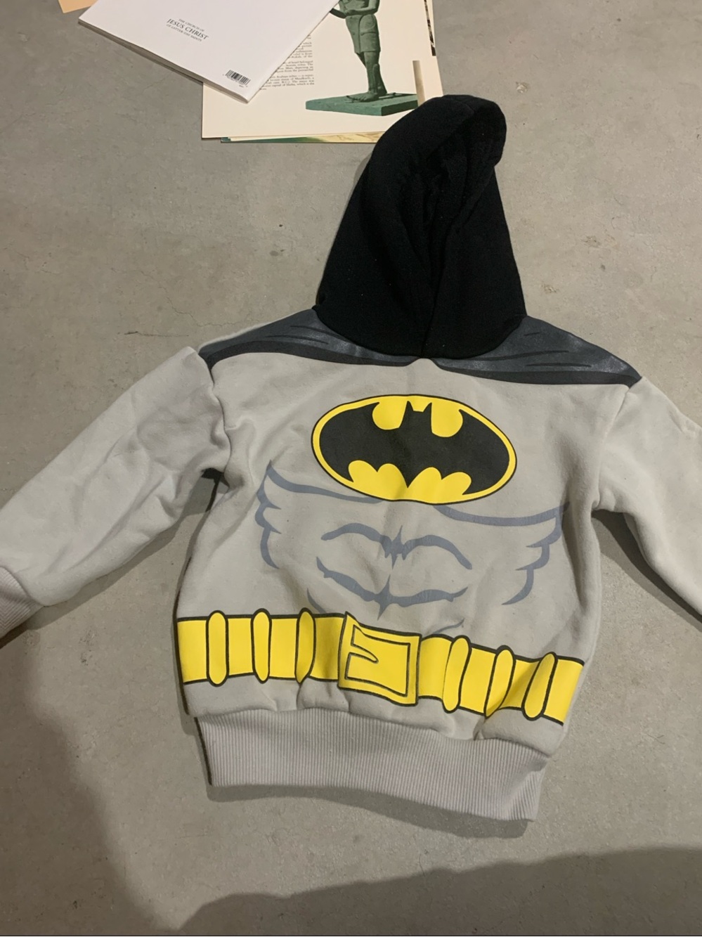 Batman Kids Costume Hoodie Jacket - Gray, Black & Yellow